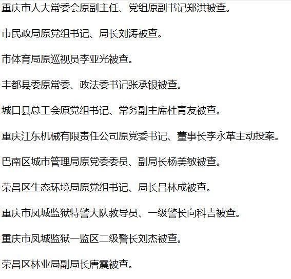 重庆10天6名厅官落马重庆市近期落马的厅官包括